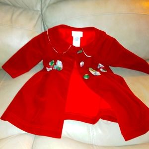 New Blueberi Boulevard Girls Size 12 Months Red Dress 3pc Set Bow Plaid $70